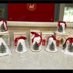 Seven Spode Christmas ornaments